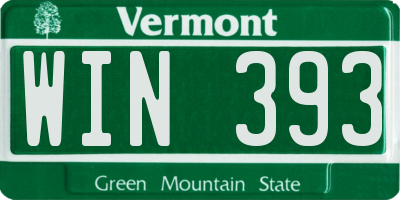 VT license plate WIN393