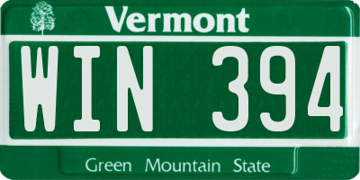 VT license plate WIN394