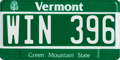 VT license plate WIN396