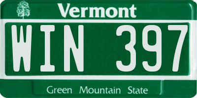 VT license plate WIN397