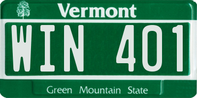 VT license plate WIN401