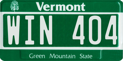 VT license plate WIN404