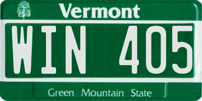 VT license plate WIN405