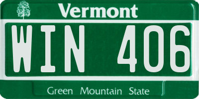 VT license plate WIN406