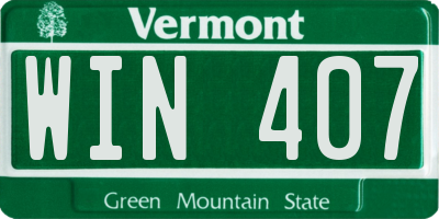 VT license plate WIN407