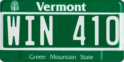 VT license plate WIN410