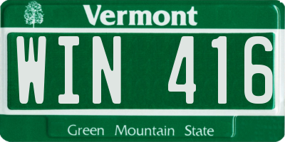 VT license plate WIN416