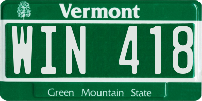 VT license plate WIN418
