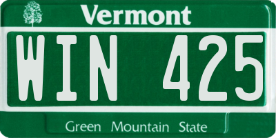 VT license plate WIN425