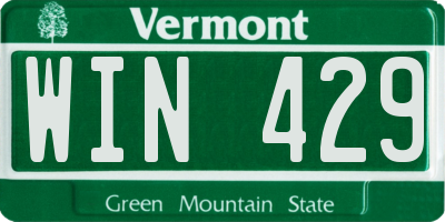 VT license plate WIN429