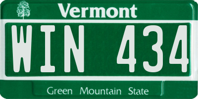 VT license plate WIN434