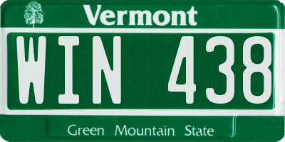 VT license plate WIN438