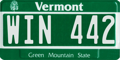 VT license plate WIN442