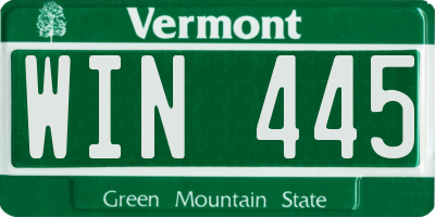 VT license plate WIN445