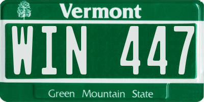 VT license plate WIN447