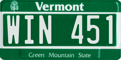 VT license plate WIN451