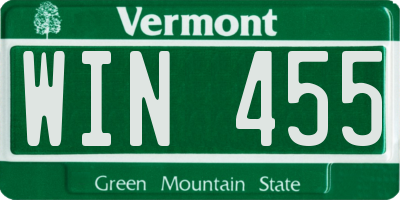 VT license plate WIN455