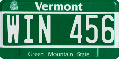 VT license plate WIN456