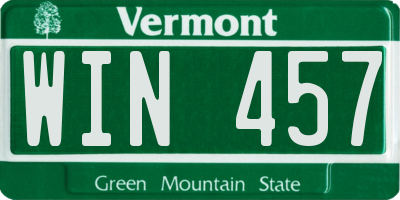 VT license plate WIN457