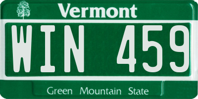VT license plate WIN459