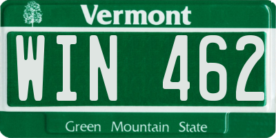VT license plate WIN462