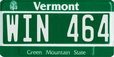 VT license plate WIN464