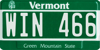 VT license plate WIN466