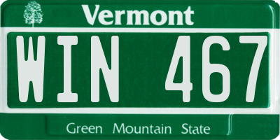VT license plate WIN467