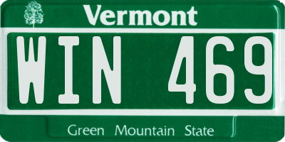 VT license plate WIN469