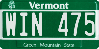 VT license plate WIN475