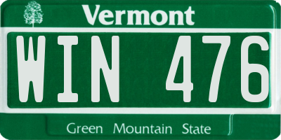 VT license plate WIN476