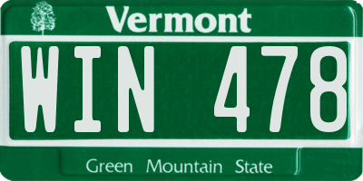 VT license plate WIN478