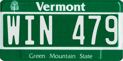 VT license plate WIN479