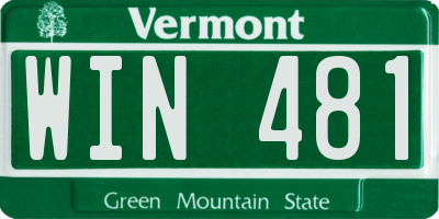 VT license plate WIN481