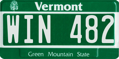 VT license plate WIN482
