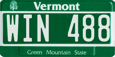 VT license plate WIN488