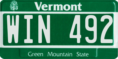 VT license plate WIN492