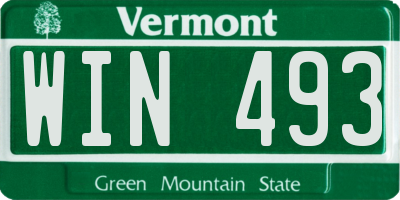 VT license plate WIN493