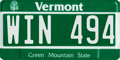 VT license plate WIN494