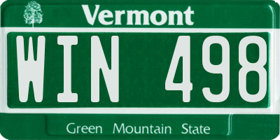 VT license plate WIN498