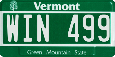 VT license plate WIN499