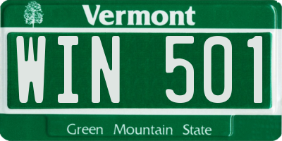 VT license plate WIN501