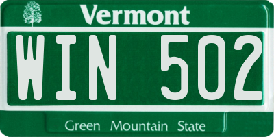 VT license plate WIN502