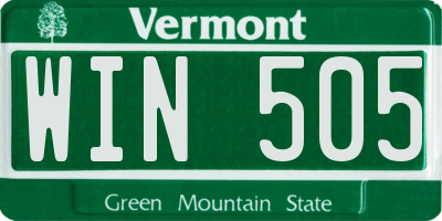 VT license plate WIN505
