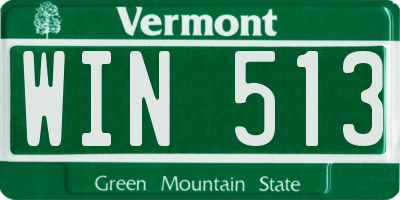 VT license plate WIN513