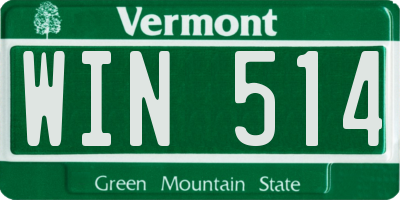 VT license plate WIN514