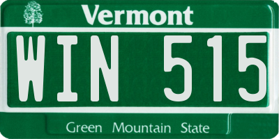 VT license plate WIN515