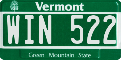 VT license plate WIN522