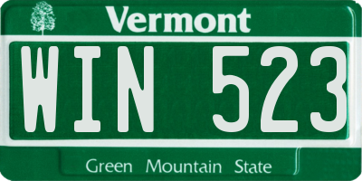 VT license plate WIN523