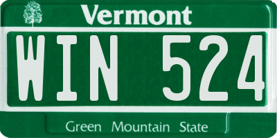 VT license plate WIN524